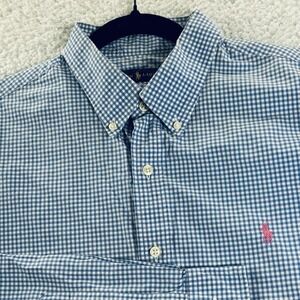 Ralph Lauren Oxford Button Shirt Mens  Size XL Blue White Gingham Check  Easter